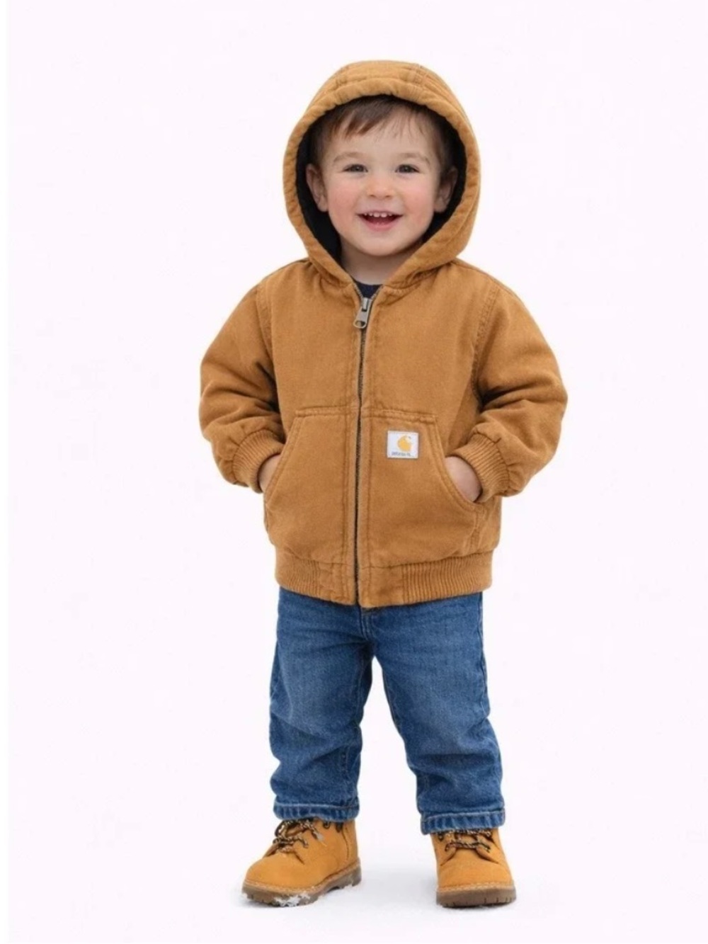 Carhartt Toddler Brown Duck Canvas Insulated Quilted Fleece-Lined Jacket 24M